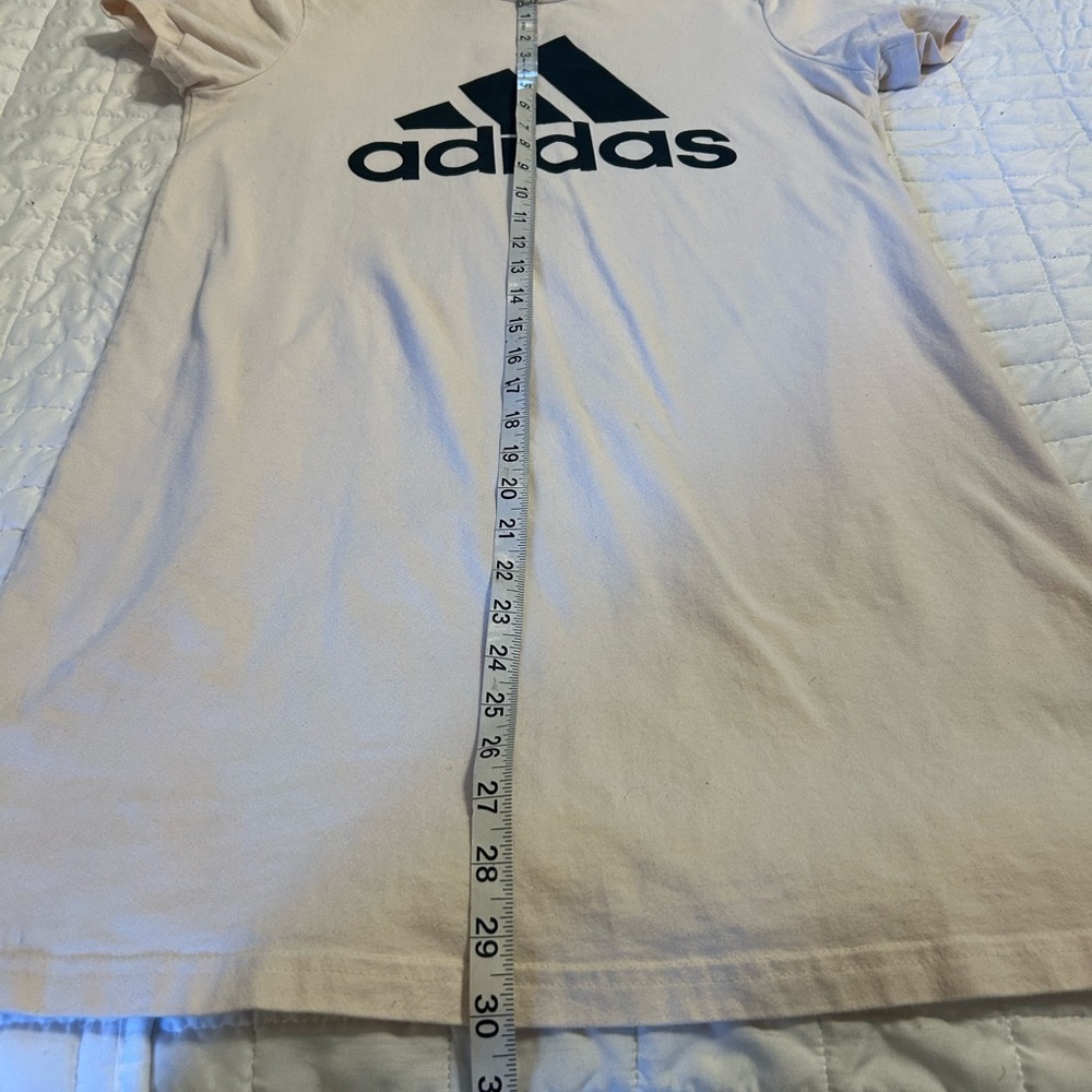 Adidas Originals T-Shirt Dress Women’s Small – Beige Cream Logo Tee Dress - Picture 6 of 7